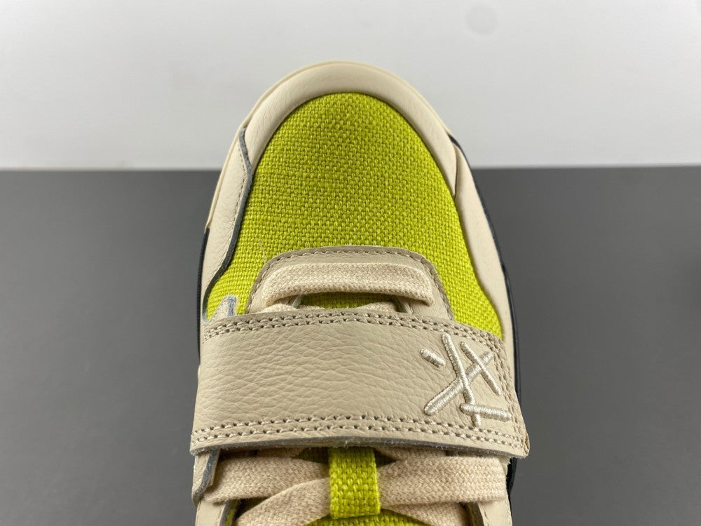Low Top Sneakers, Green Yellow Colorway, Lace Up Design, Casual Gift for Sneaker Fans