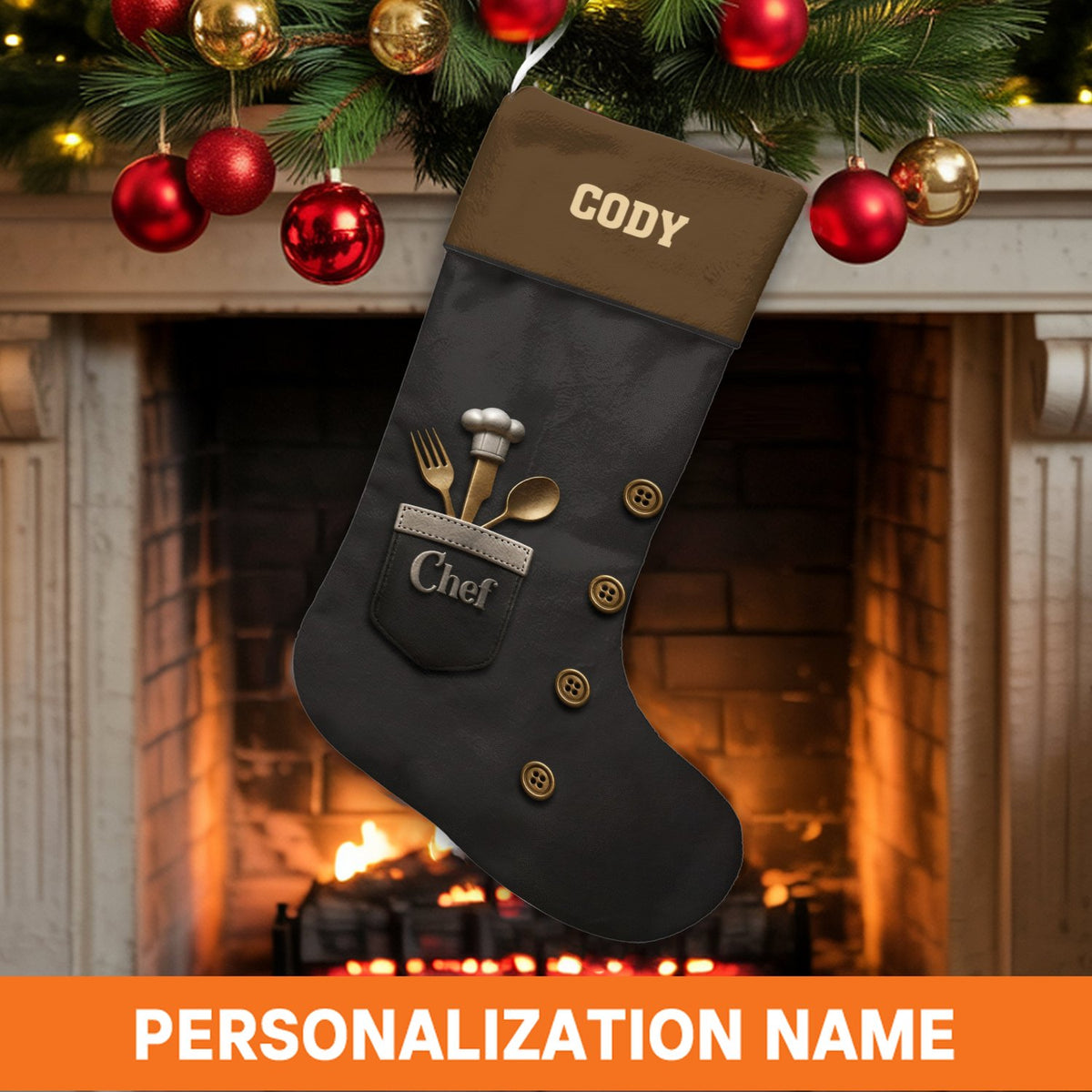 Custom Cooking Holiday Stocking, Personalized Chef Christmas Stocking, Velboa Culinary Christmas Stocking, Baker Cook Present