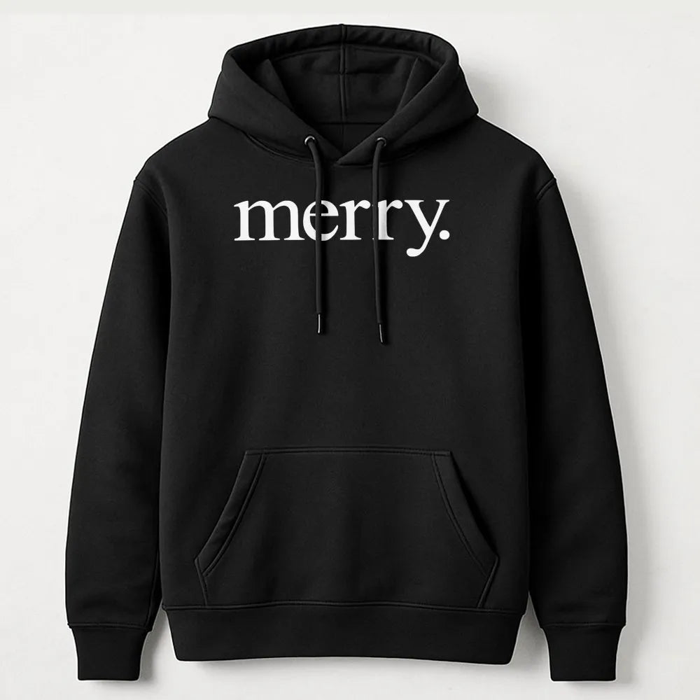 Festive Script Holiday Sweatshirt, Minimalist Merry Christmas Hoodie, Comfy Aesthetic Xmas Pullover, Winter Holiday Present f