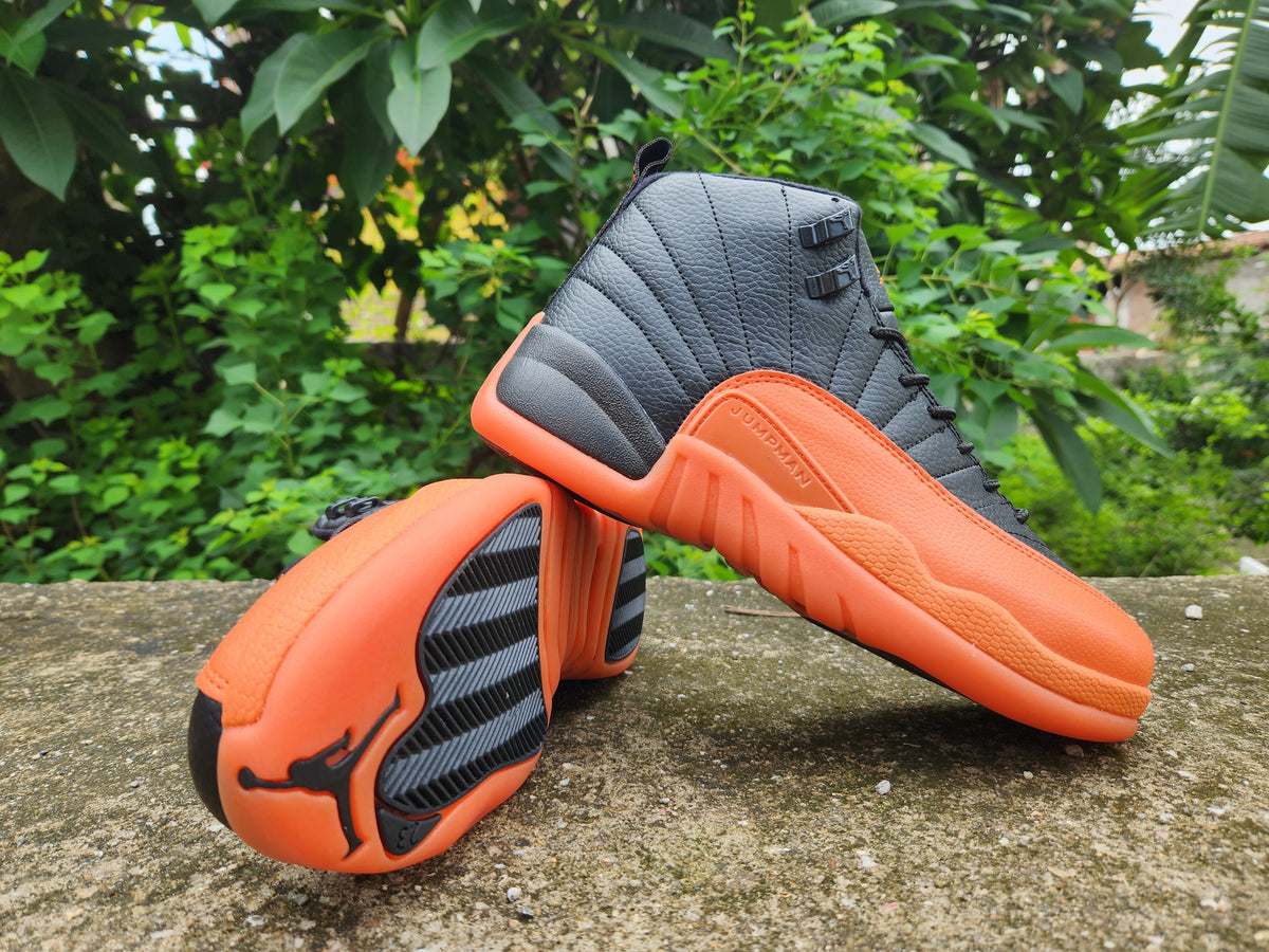 Sneakers, Black Orange Colorway, Lace Up Design, Casual Gift for Sneaker Fans