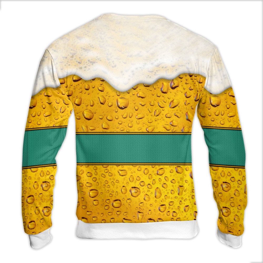 Clinking Beer Mugs Holiday Sweatshirt, Beer Lover Ugly Christmas Sweater, Humorous Drinking Party Xmas Crewneck, Beer Drinker
