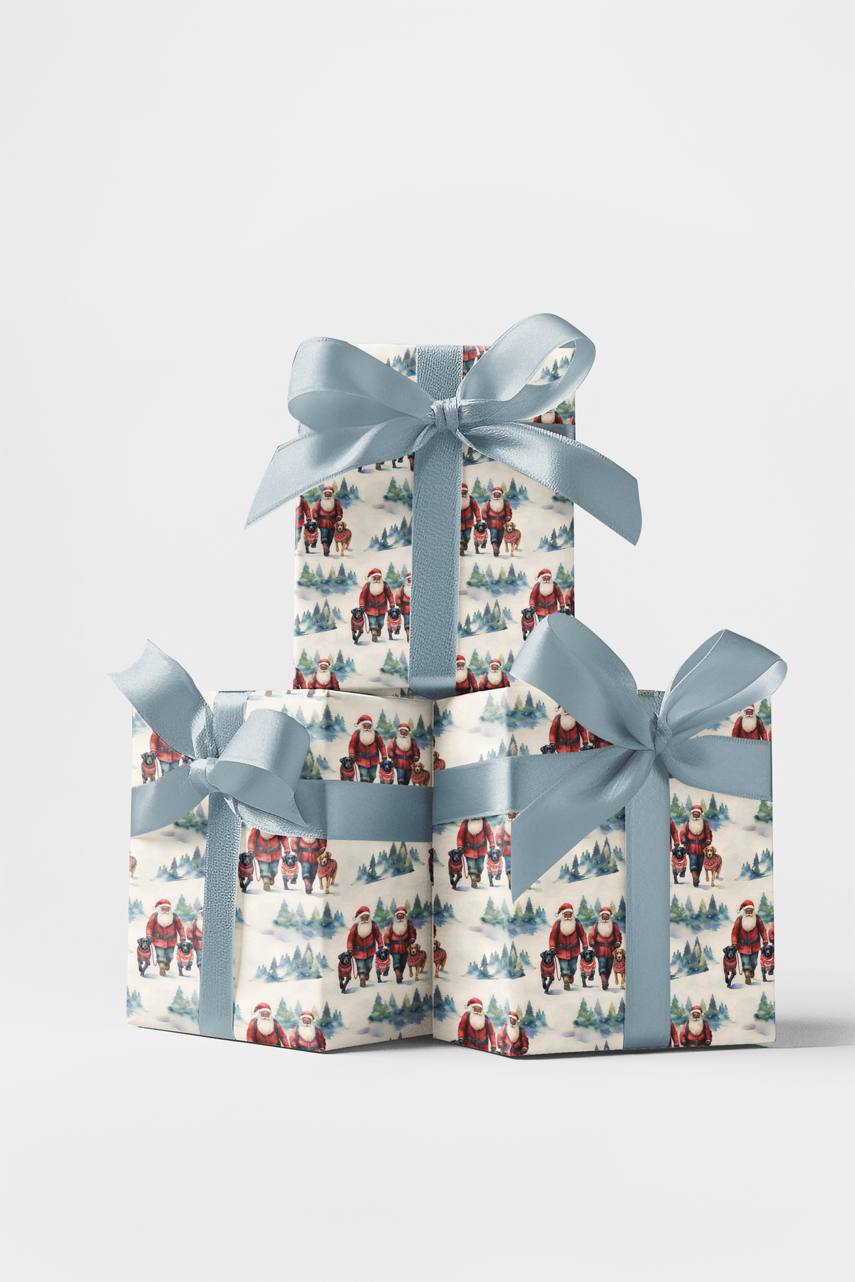 Christmas Dog Gift Wrap, Santa Dog Parade Wrapping Paper, Adorable Holiday Pups Wrapping Paper, Festive Winter Puppy Gift Wra