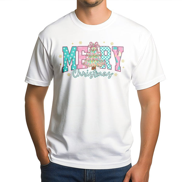 Pastel Christmas Tree Graphic Shirt, Merry Christmas T-Shirt, Aesthetic Christmas Tee, Adorable Winter Holiday Party T-Shirt,
