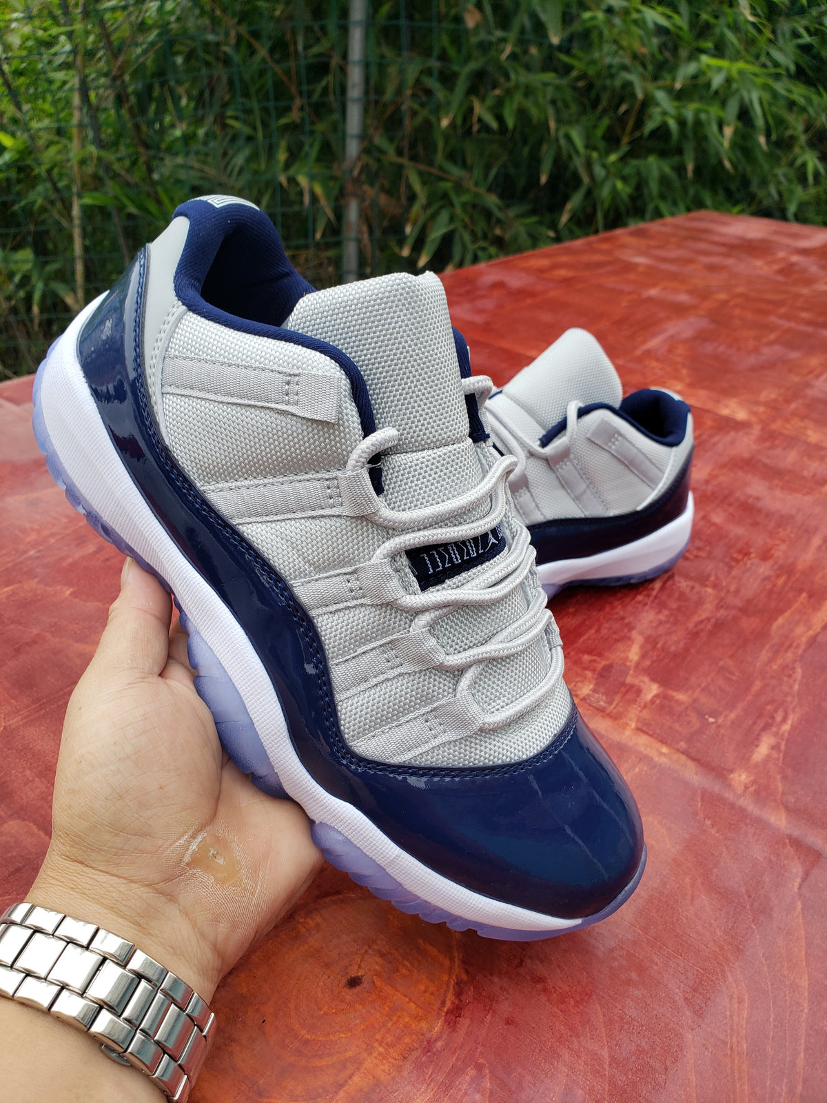 Low Top Sneakers, White Navy Colorway, Lace Up Design, Casual Gift for Sneaker Fans