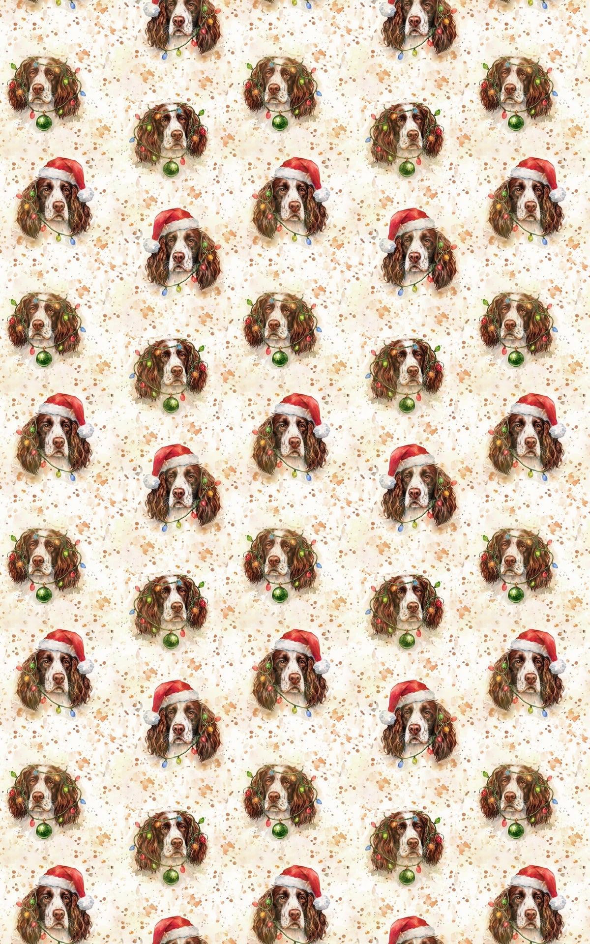 Santa Dog Gift Wrap, Springer Spaniel Christmas Wrapping Paper, Spaniel Holiday Wrapping Paper, Dog Lover Xmas Present Wrap, 