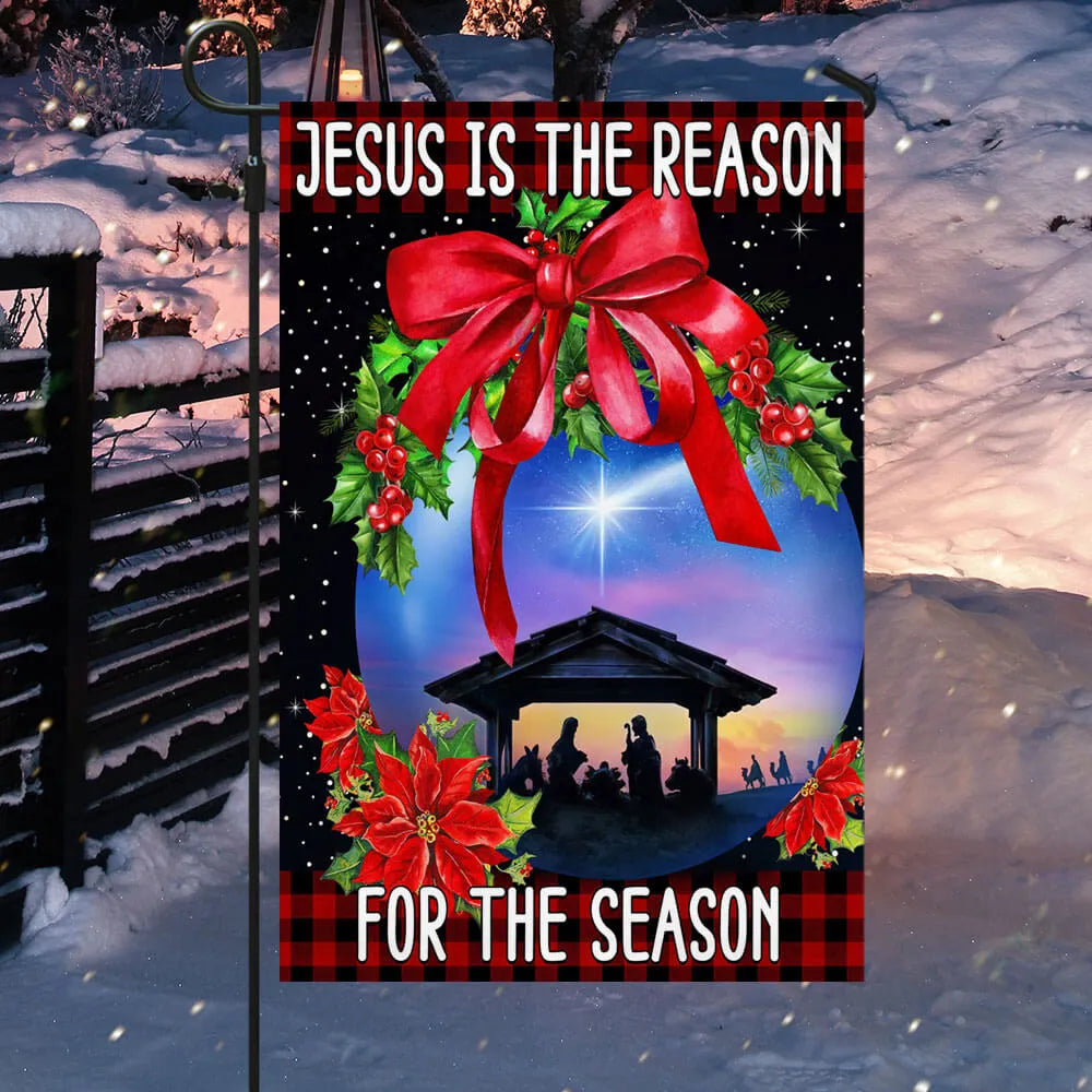 Holy Family Nativity Yard Flag, Jesus Is the Reason for the Season Garden Flag, Christian Christmas Lawn Flag, Religious Holi