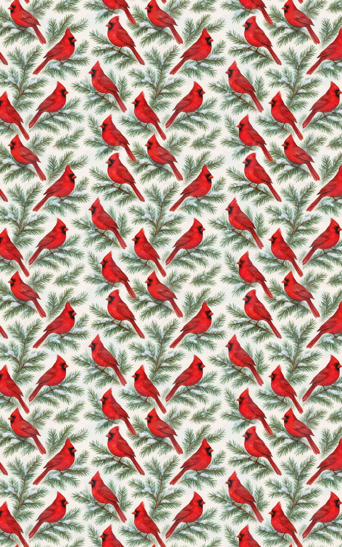 Red Bird Pine Tree Gift Wrap, Winter Cardinal Wrapping Paper, Christmas Cardinal Wrapping Paper, Nature Lover Holiday Gift Wr