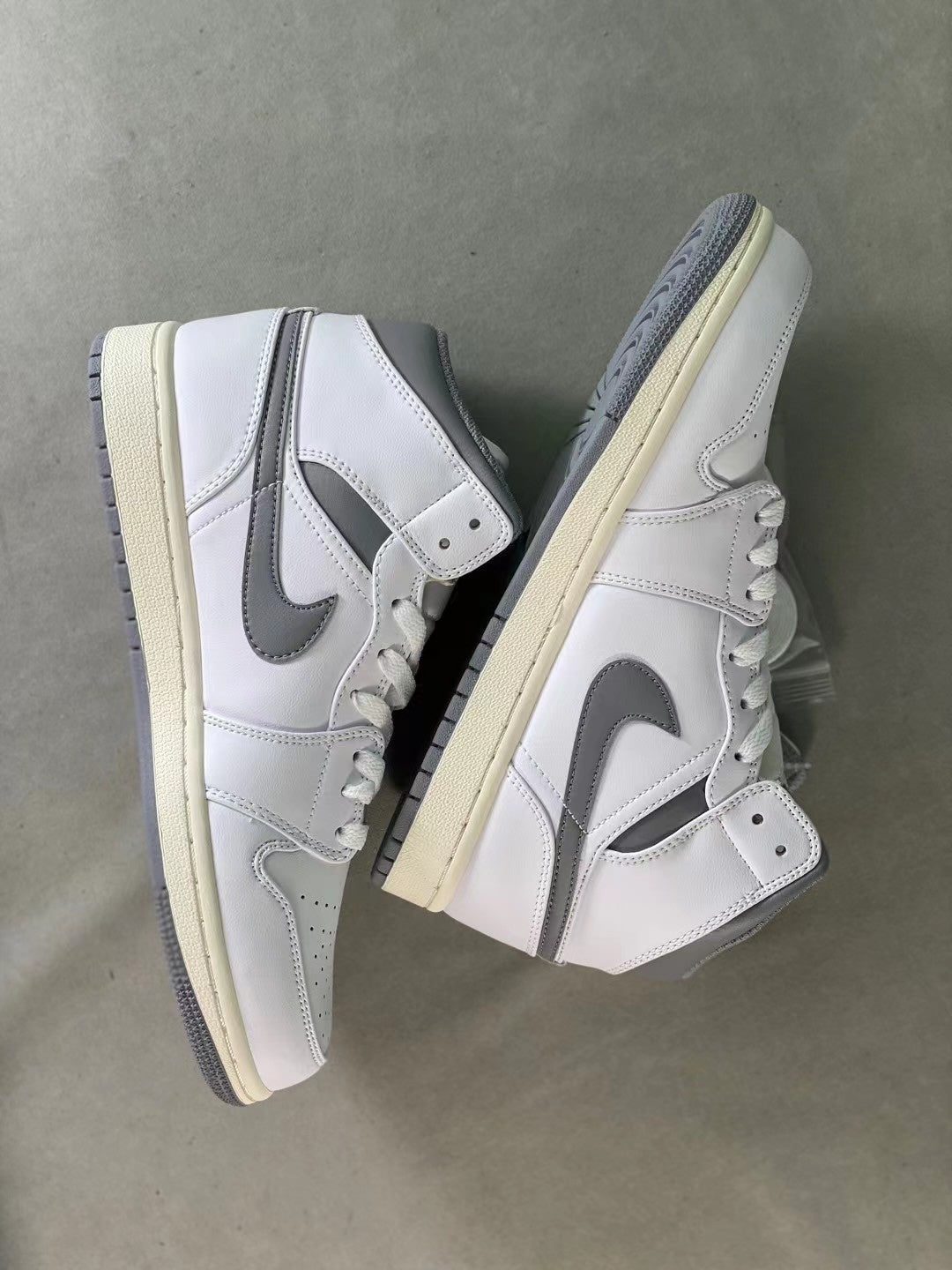 Basketball Shoes, White Gray Colorway, Retro, Vintage, Mid Top, Lace Up Design, Casual Gift for Shoe Lovers