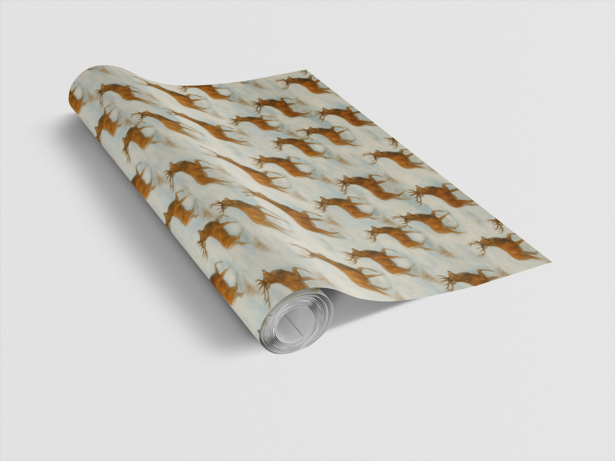 Winter Forest Gift Wrap, Reindeer Wrapping Paper, Wildlife Christmas Wrapping Paper, Holiday Deer Present Paper, Woodland Nat