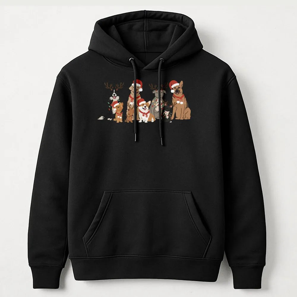 Reindeer Dog Christmas Hoodie, Christmas Dogs Hoodie, Adorable Dog Lover Hooded Sweatshirt, Festive Pet Mom Pullover, Dog Lov
