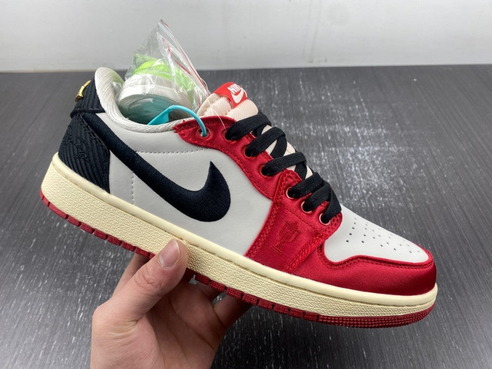 Low Top Sneakers, White Red Colorway, Lace Up Design, Casual Gift for Sneaker Fans