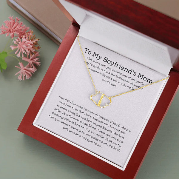 10K Solid Gold Diamond Pendant, Boyfriend Mom Everlasting Love Heart Necklace, Bonus Mom Love Necklace, Christmas Present for