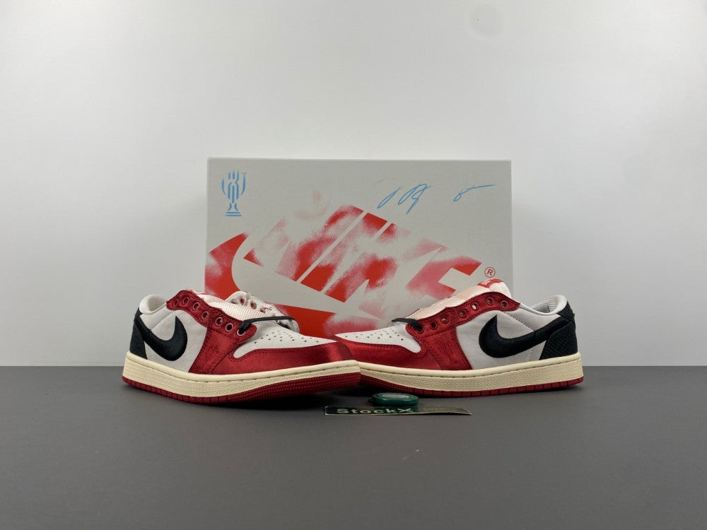 Low Top Sneakers, Red Black Beige Colorway, Lace Up Design, Casual Gift for Sneaker Fans