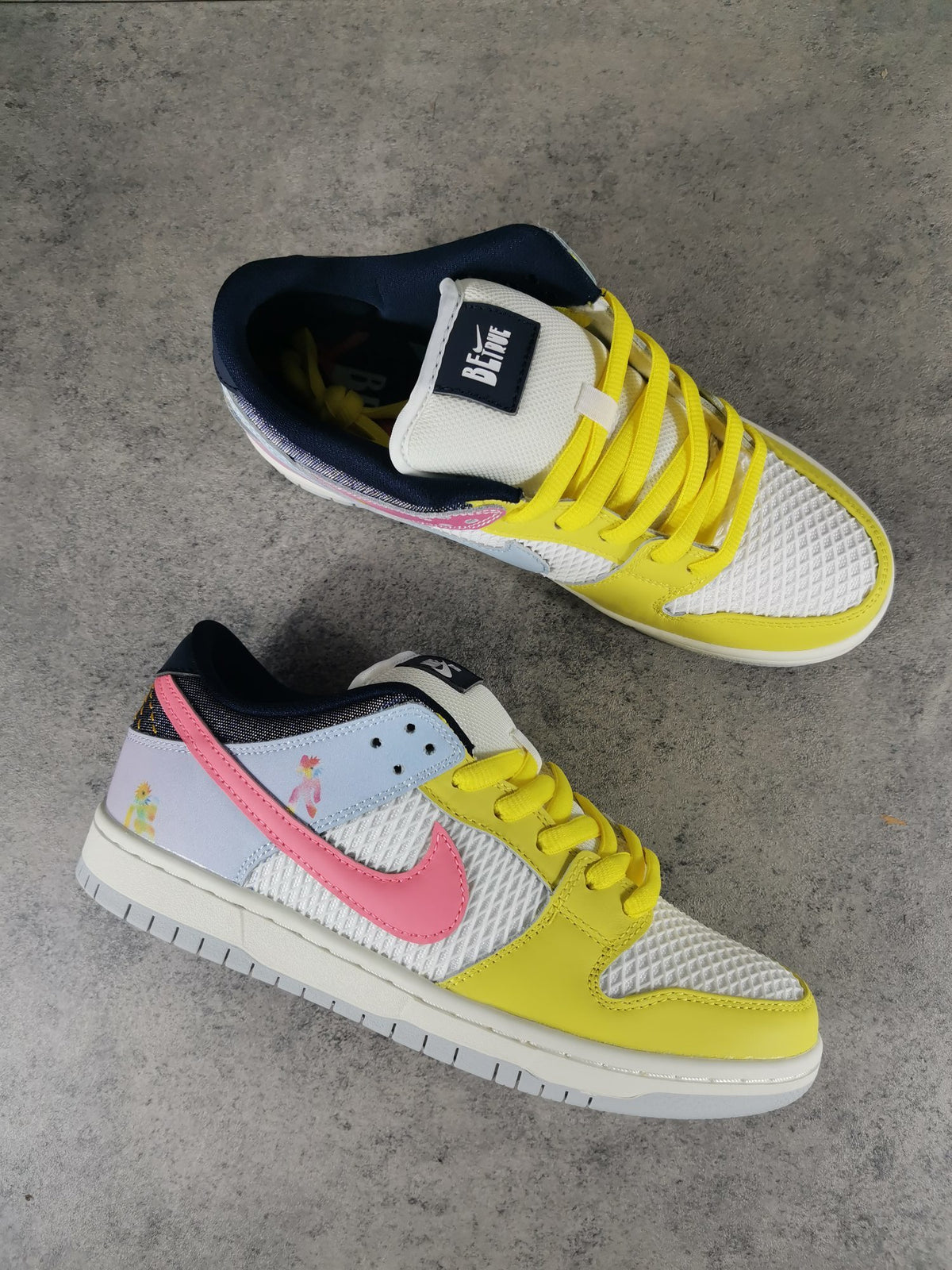 Low Top Sneakers, White Yellow Colorway, Lace Up Design, Casual Gift for Sneaker Fans