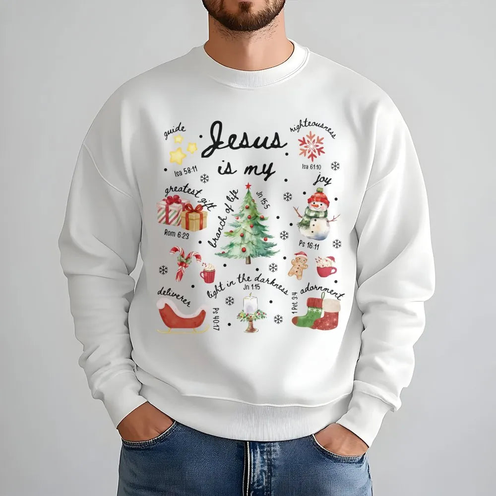 Religious Scripture Winter Crewneck, Jesus Is My Greatest Present Christmas Sweatshirt, Christian Bible Verse Holiday Pullove