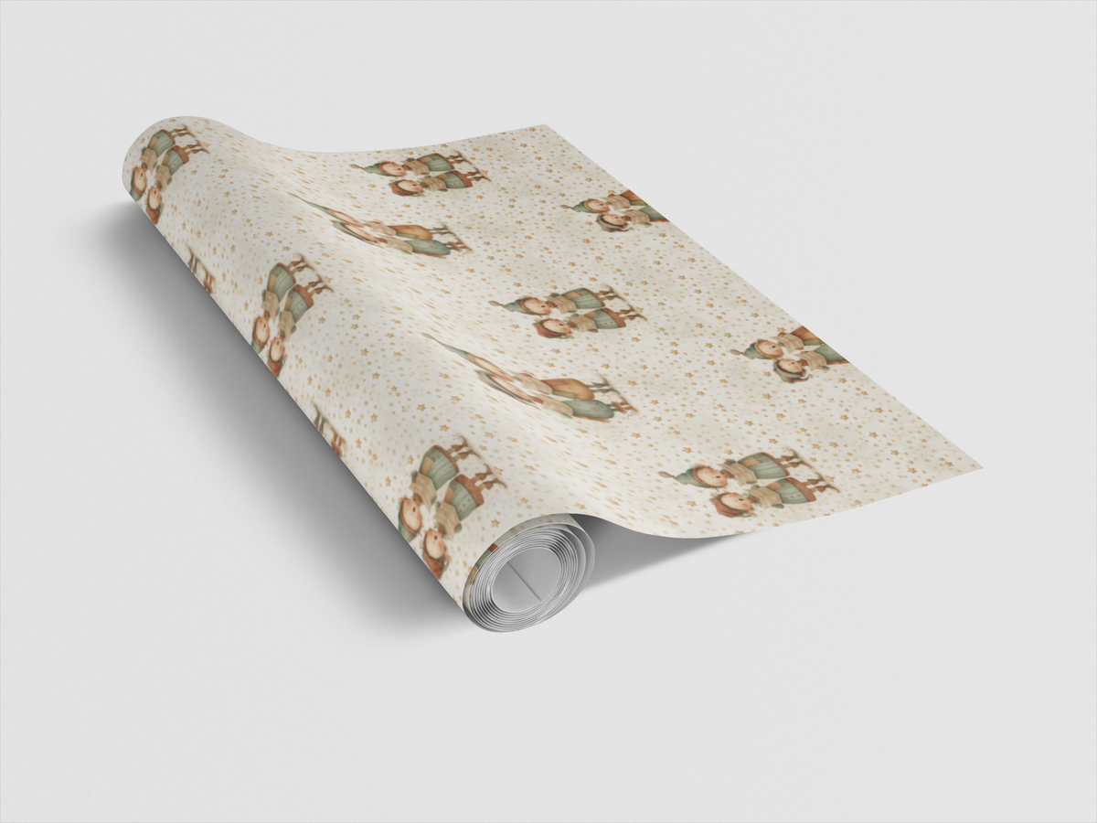 Vintage Christmas Caroler Gift Wrap, Starry Song Carolers Wrapping Paper, Starlit Winter Holiday Gift Wrapping Paper, Nostalg