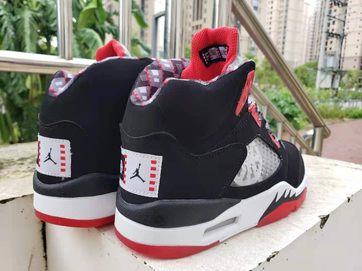 Sneakers, Black Red Colorway, Lace Up Design, Casual Gift for Sneaker Fans