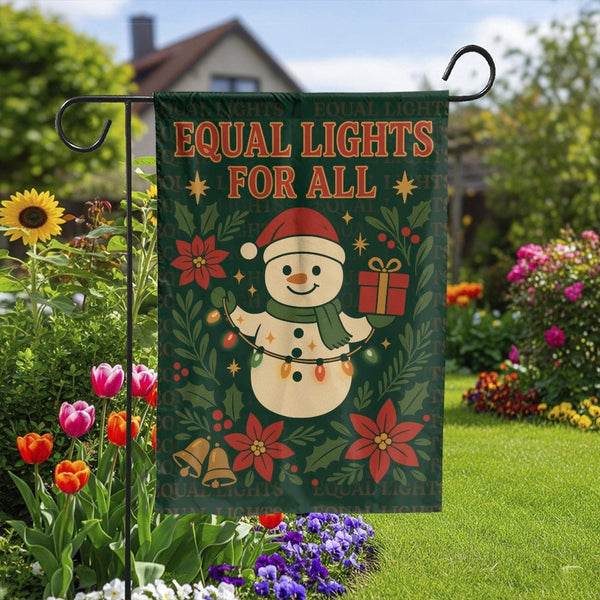 Winter Snowman Poinsettia Yard Banner, Equal Lights for All Garden Flag, Festive Christmas Holiday Lawn Decor, Seasonal Outdo