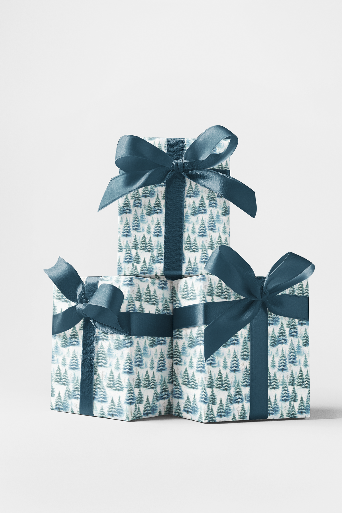 Winter Forest Gift Wrap, Pine Tree Wrapping Paper, Snowfall Christmas Wrapping Paper, Elegant Holiday Gift Wrap, Nature Xmas 