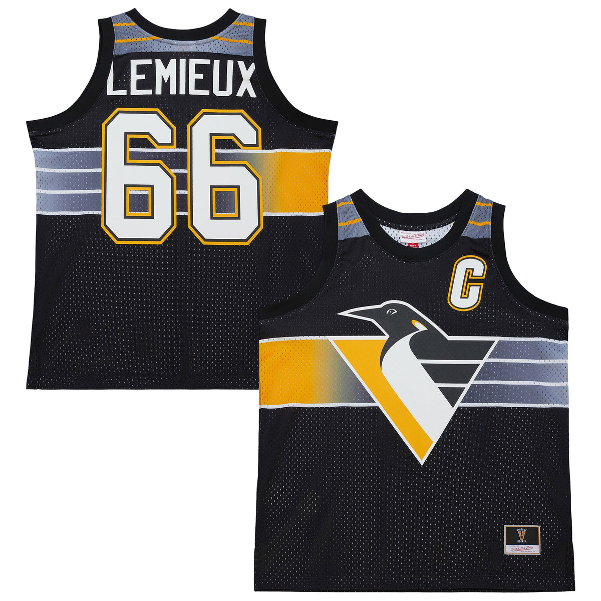 Pittsburgh Penguins Mario Lemieux Mitchell & Ness Black Maxxed Out Fashion Basketball Jersey
