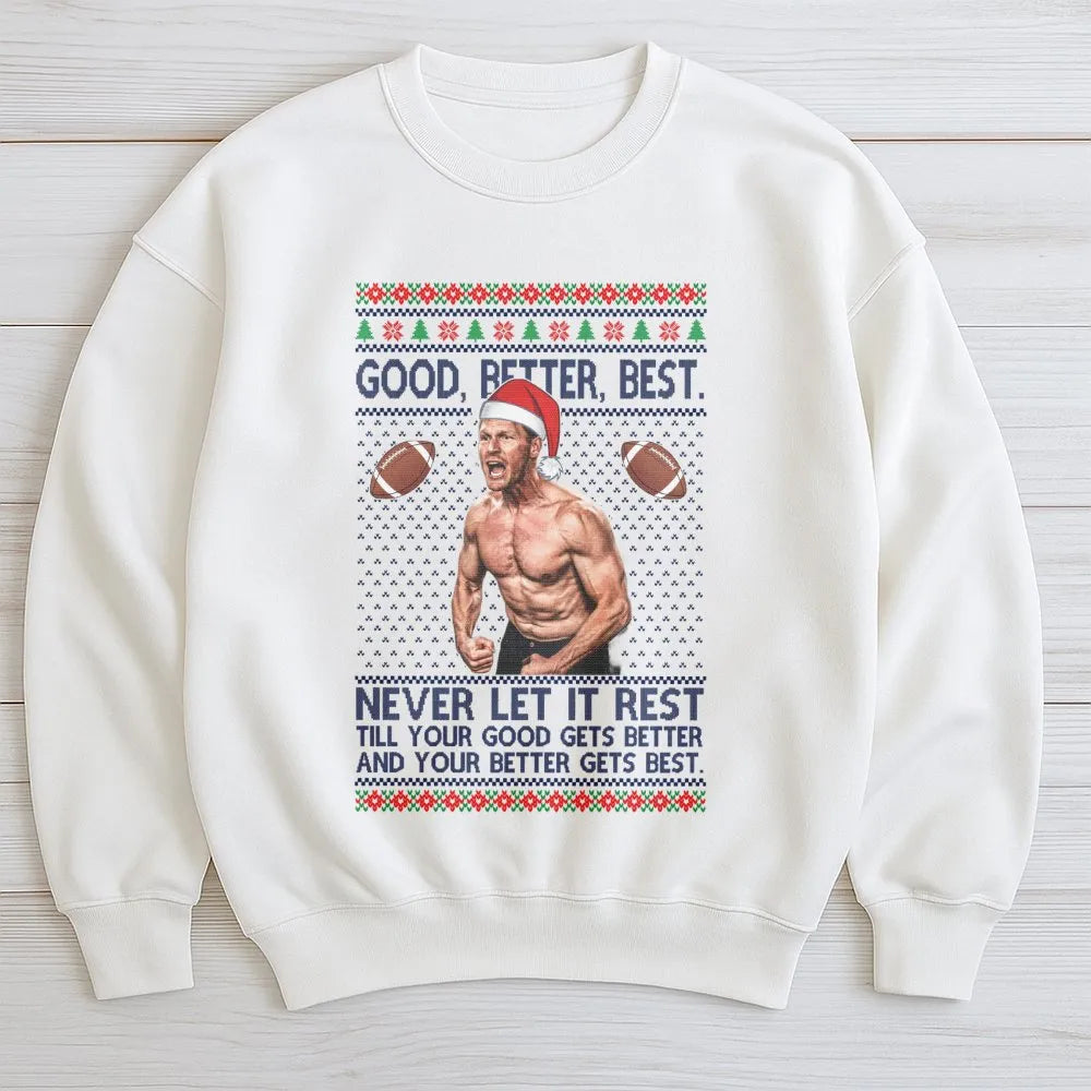 Humorous Holiday Football Crewneck, Football Player Ugly Christmas Sweatshirt, Motivational Quote Football Pullover, Sports F