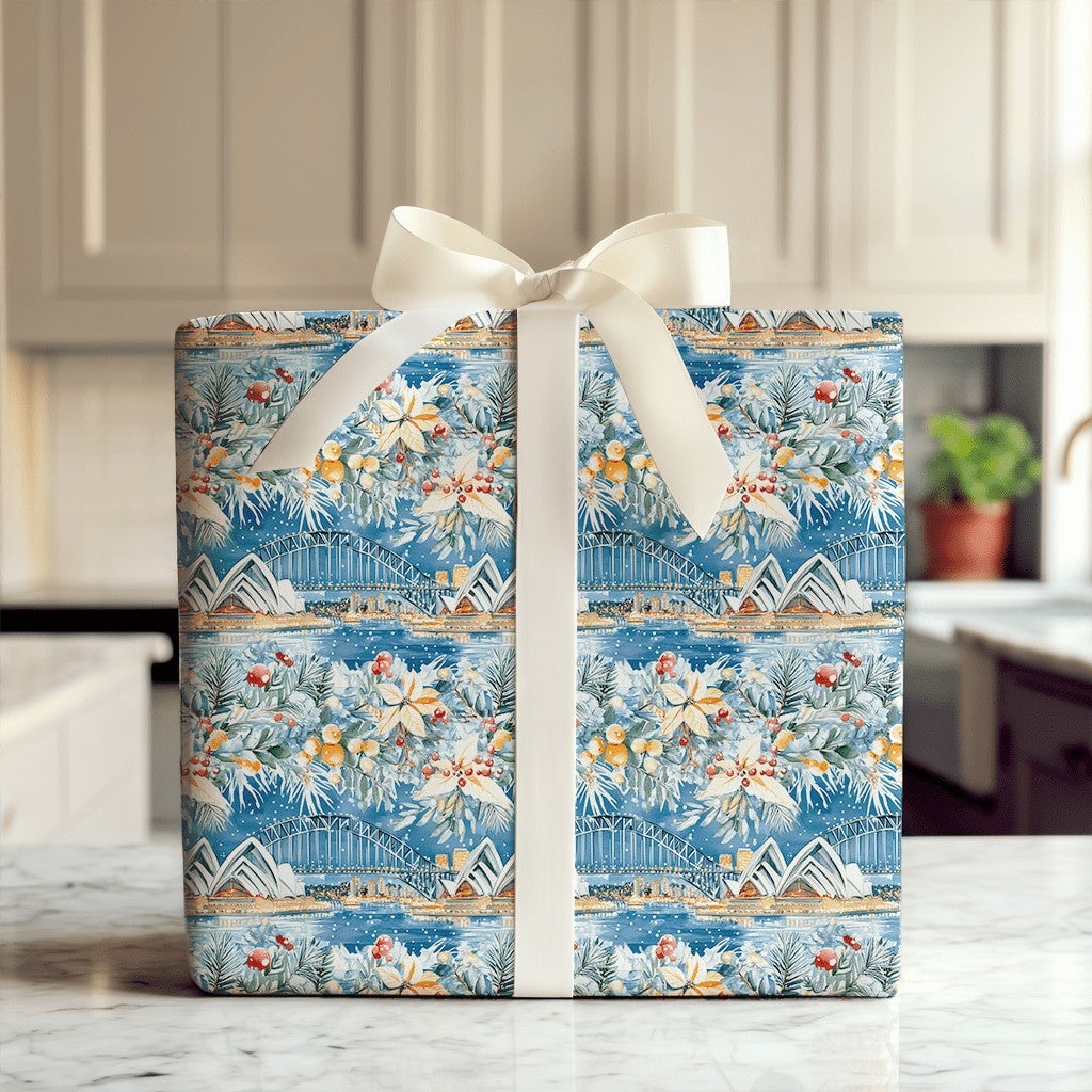 Australian Landmark Gift Wrap, Sydney Opera House Christmas Wrapping Paper, Harbour Bridge Wrapping Paper, Australia Holiday 