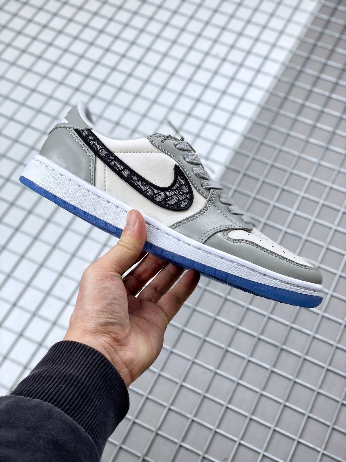 Low Top Sneakers, Gray White Colorway, Lace Up Design, Casual Gift for Sneaker Fans