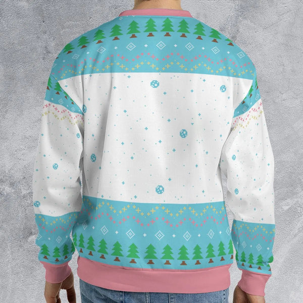 Retro Pattern Holiday Sweatshirt, Uncontrollable Ugly Christmas Sweater, Festive Xmas Crewneck Pullover, Winter Holiday Party