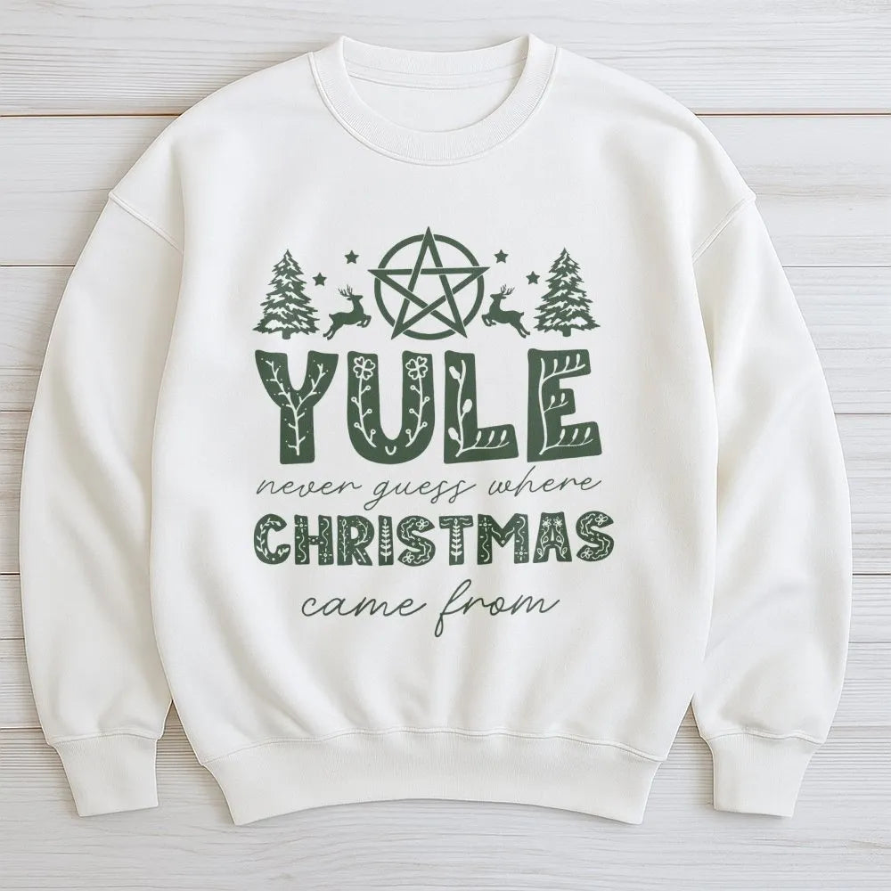 Pagan Christmas History Crewneck, Yule Winter Solstice Sweatshirt, Witchy Solstice Season Pullover, Occult Holiday Magic Swea