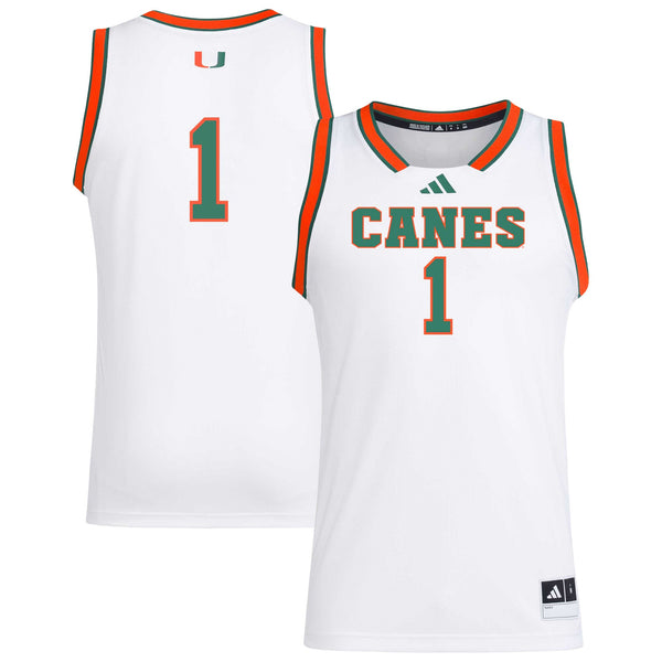 #1 White Miami Hurricanes Replica Swingman Jersey