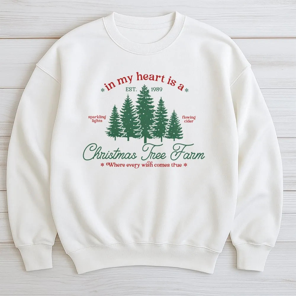 Comfy Holiday Forest Sweatshirt, Christmas Tree Farm Sweatshirt, Vintage Winter Tree Farm Pullover, Festive Xmas Crewneck Swe