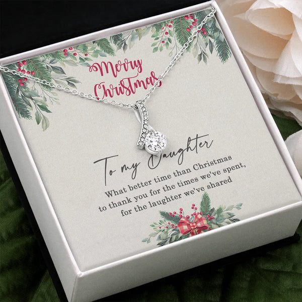 Love Knot Cubic Zirconia Pendant Necklace, To My Daughter Christmas Necklace, 14k White Gold Over Stainless Steel Holiday Jew