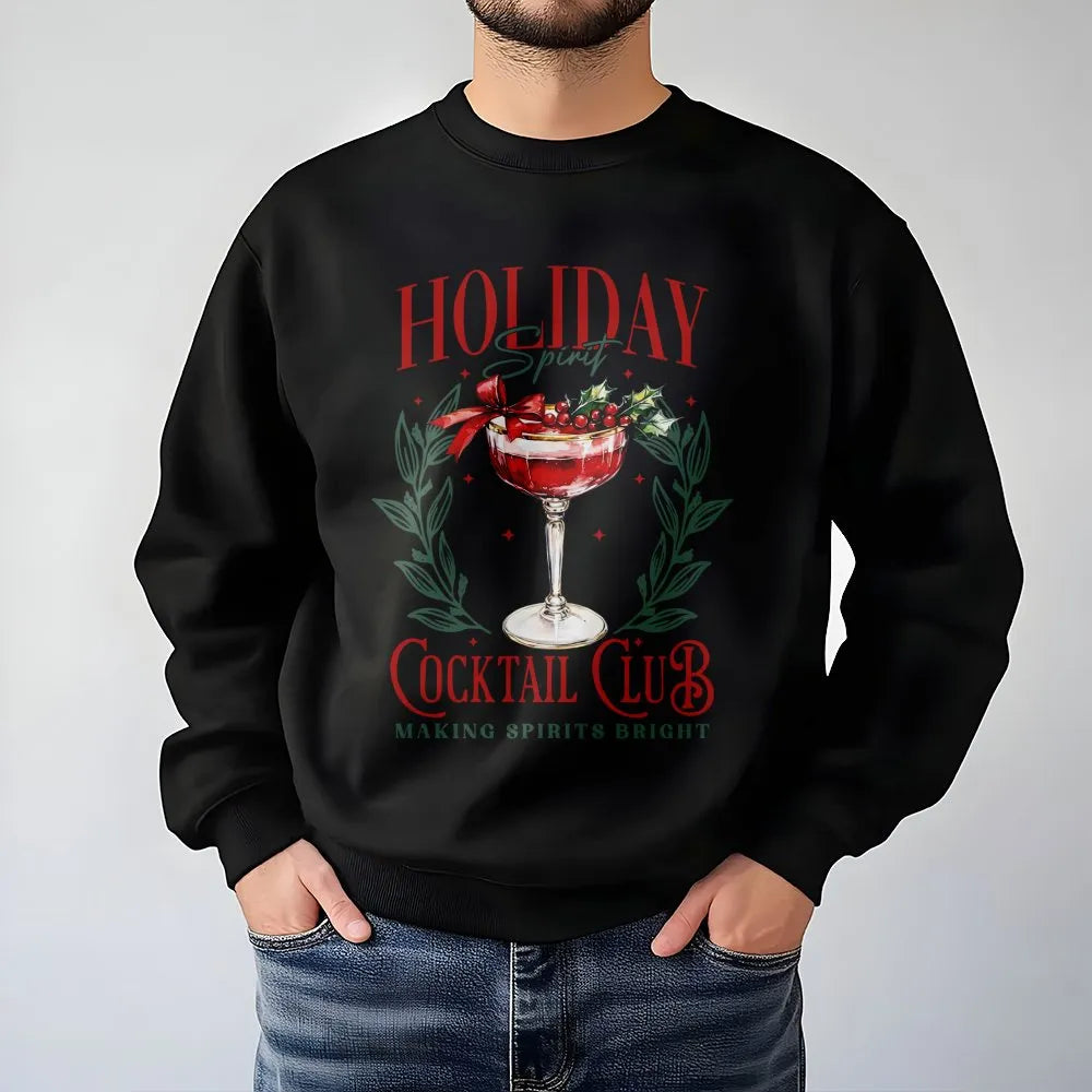 Christmas Cocktail Crewneck, Holiday Cocktail Club Sweatshirt, Festive Drink Graphic Sweater, Winter Party Pullover, Holiday 