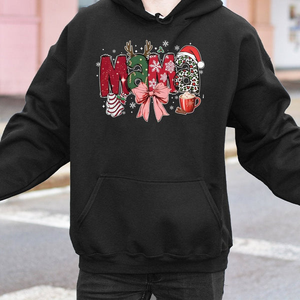 Festive Leopard Print Mama Hoodie, Christmas Mama Hoodie, Comfy Holiday Hoodie, Winter Mom Pullover Sweatshirt, Adorable Xmas