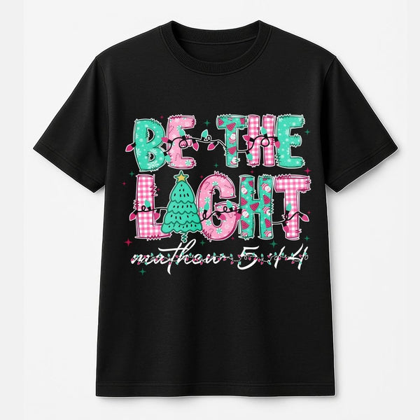 Matthew 5:14 Bible Verse Tee, Be the Light Christmas T-Shirt, Christian Holiday Faith Graphic Shirt, Scripture Jesus Church P