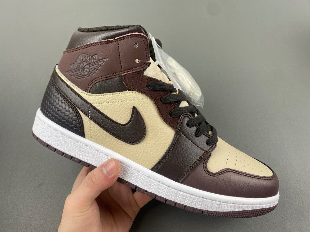 Mid Top Sneakers, Beige Brown Colorway, Lace Up Design, Casual Gift for Sneaker Fans