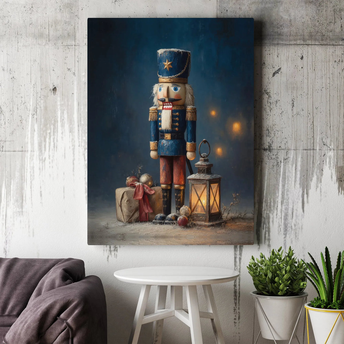 Nutcracker Soldier Wall Art, Vintage Christmas Nutcracker Canvas Print, Holiday Nutcracker Canvas Decor, Festive Xmas Wall Ca