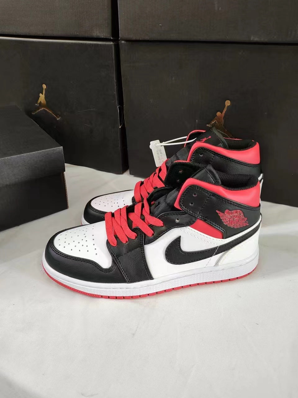 Sneakers, White Black Red Colorway, Lace Up Design, Casual Gift for Sneaker Fans