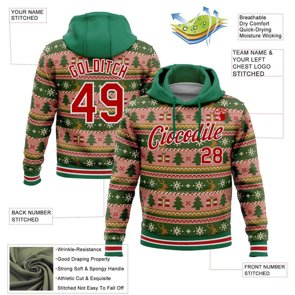Personalized Name Number Sweatshirt, Custom Christmas Sports Hoodie, Ugly Sweater 3D Holiday Hoodie, Xmas Present for Fans