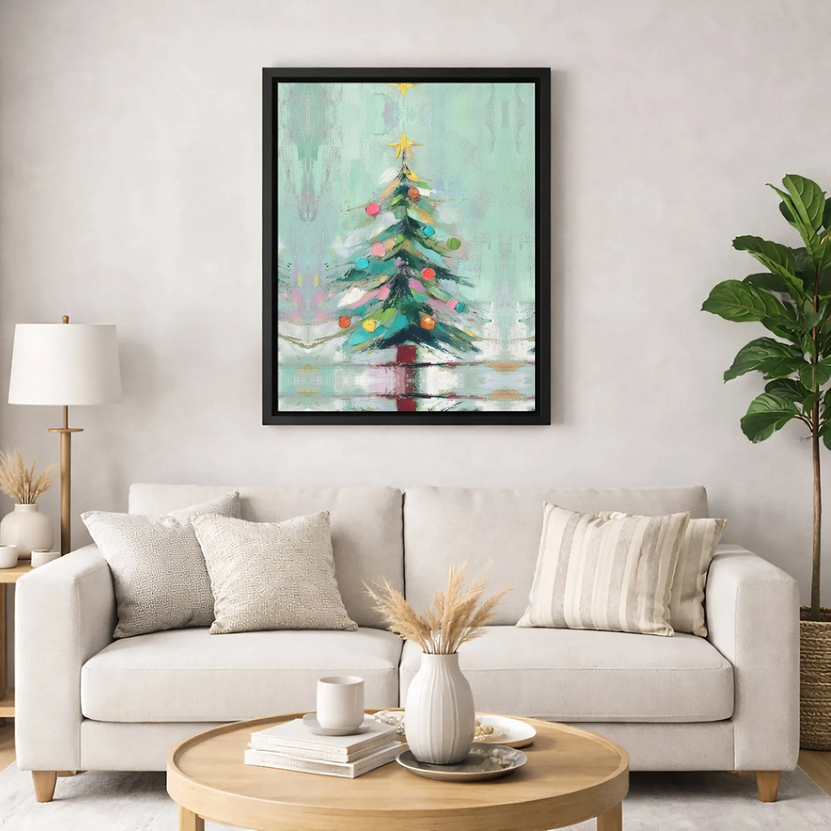 Colorful Modern Holiday Canvas Print, Abstract Christmas Tree Digital Wall Art, Festive Winter Home Decor, Printable Canvas W
