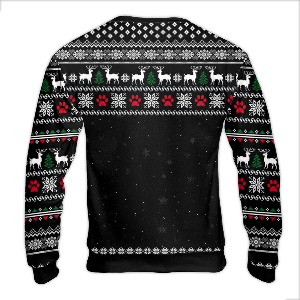 Humorous Dog Lover Holiday Sweater, 67 Fluff 33 Christmas Spirit Ugly Sweater, Reindeer Paw Print Sweatshirt, Pet Owner Chris