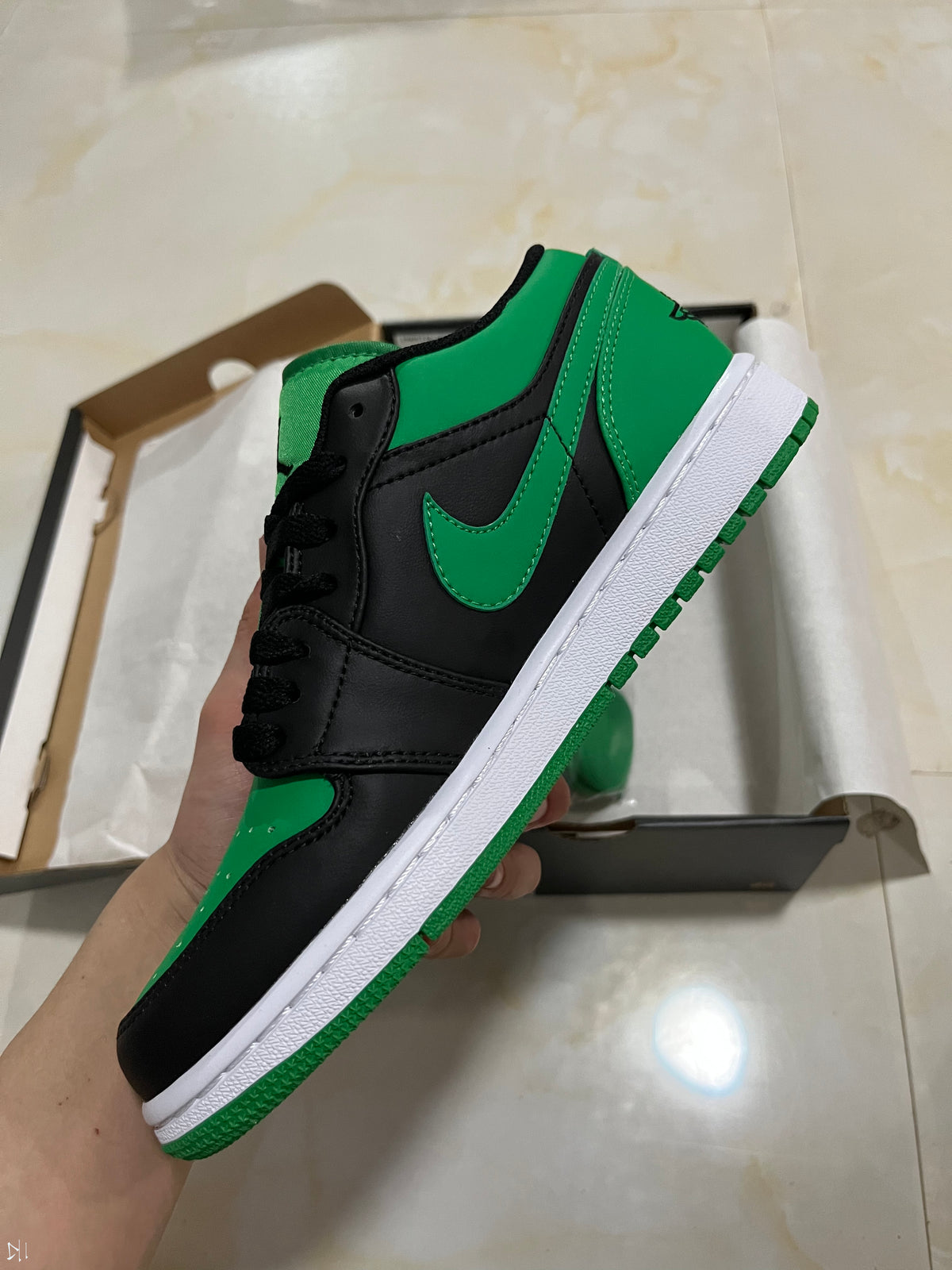 Low Top Sneakers, Black Green Colorway, Lace Up Design, Casual Gift for Sneaker Fans