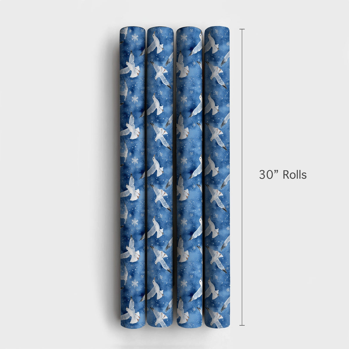 Winter Seagull Snowflake Gift Wrap, Coastal Christmas Wrapping Paper, Watercolor Nautical Wrapping Paper, Beach Holiday Xmas 