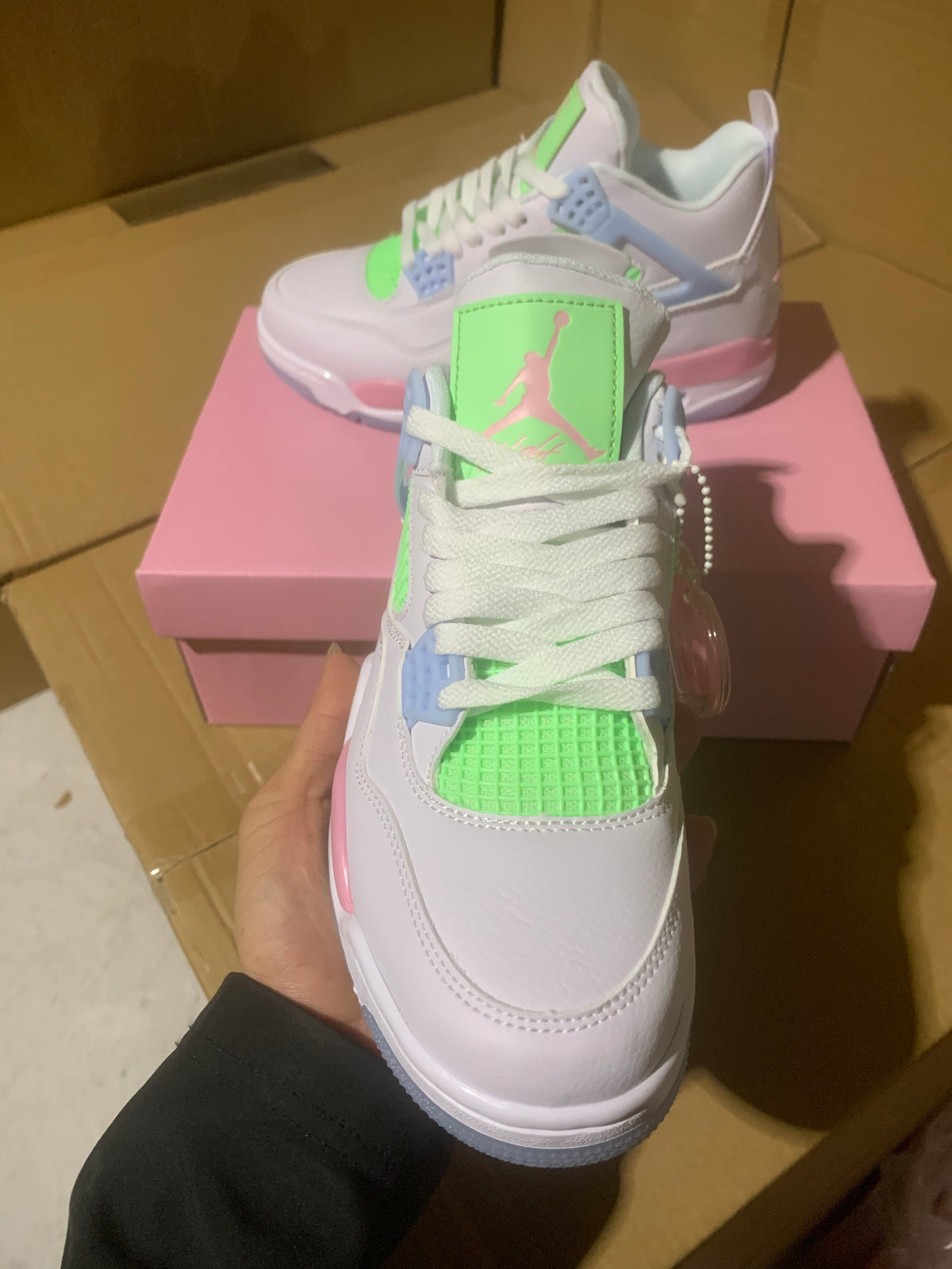 Mid Top Sneakers, White Pink Green Colorway, Valentine Design, Lace Up Design, Casual Gift for Sneaker Fans