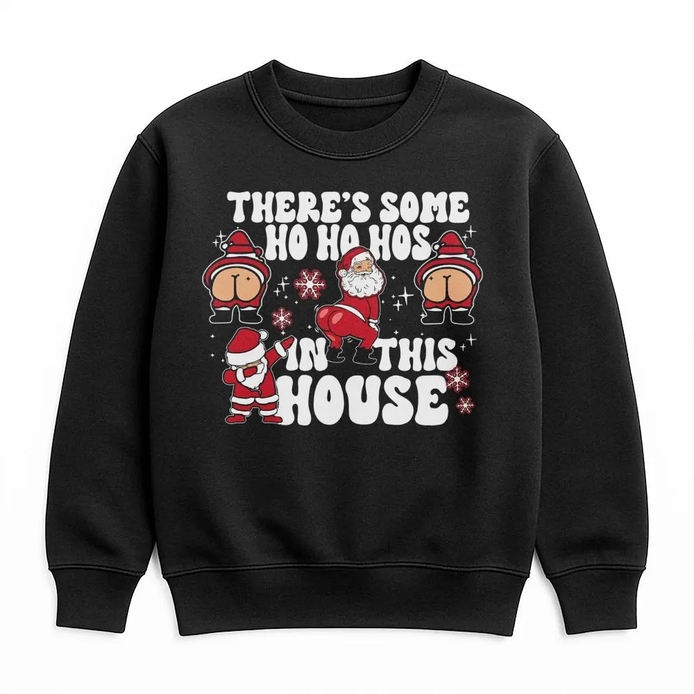 Humorous Santa Christmas Sweatshirt, There Is Some Ho Ho Hos in This House Sweatshirt, Naughty Xmas Party Crewneck, Retro Hol