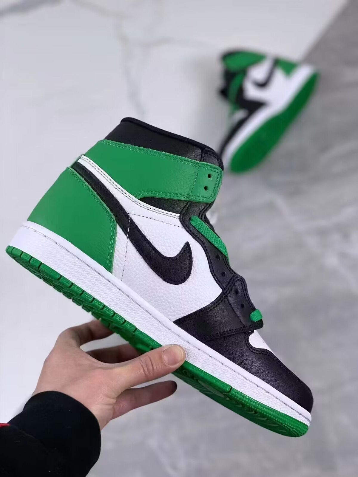 High Top Sneakers, White Black Green Colorway, Lace Up Design, Casual Gift for Sneaker Fans