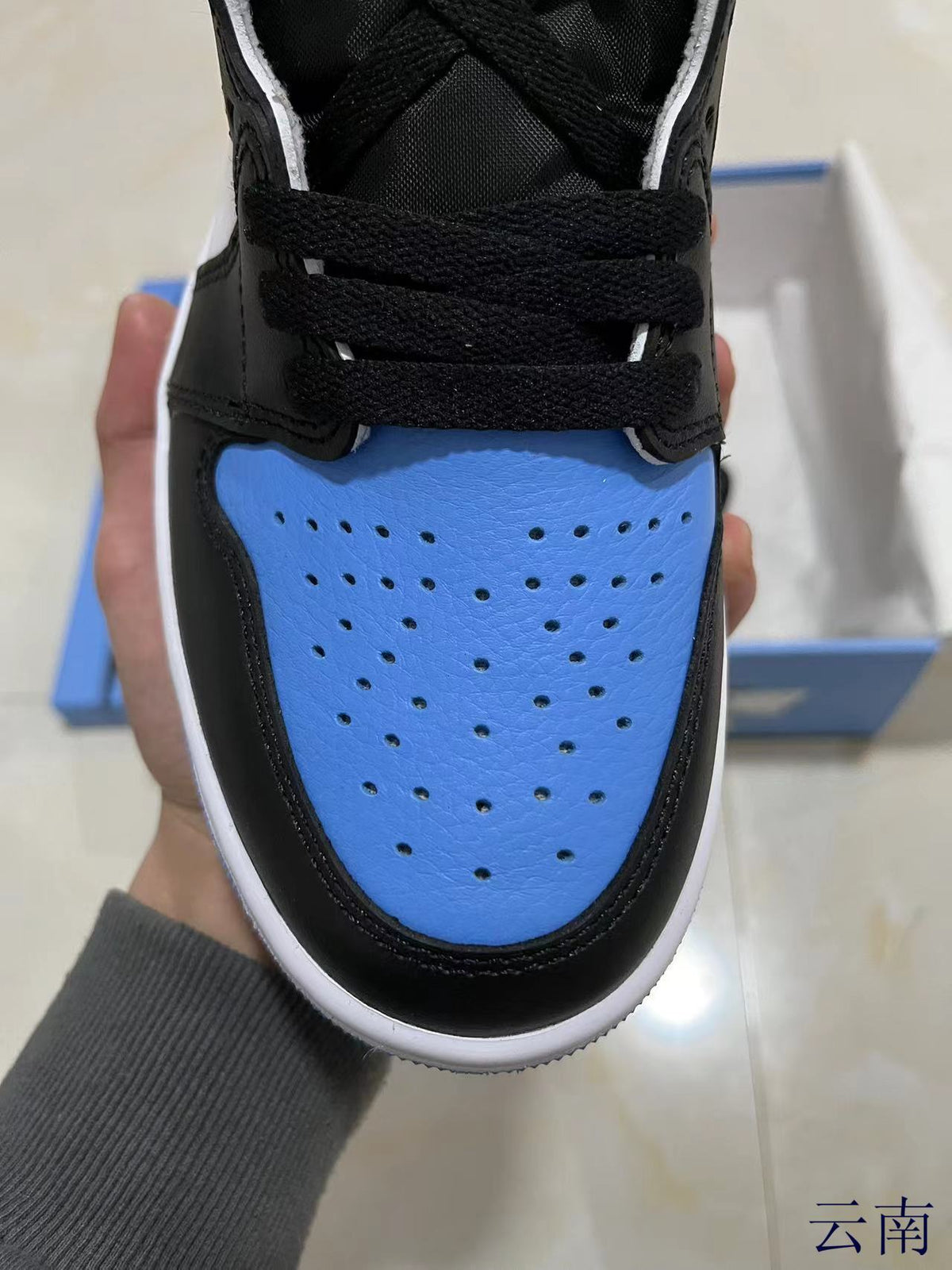 High Top Sneakers, Blue White Colorway, Lace Up Design, Casual Gift for Sneaker Fans