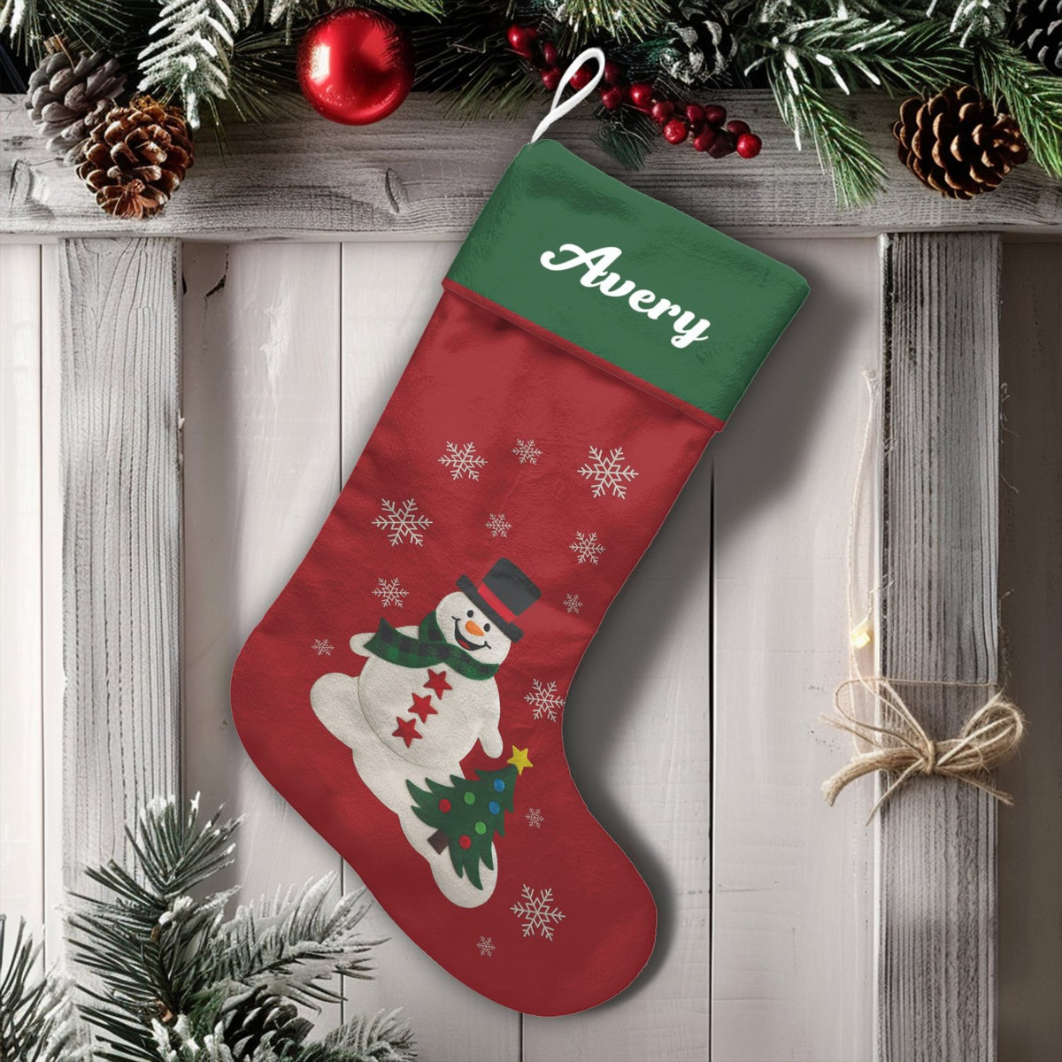 Custom Name Holiday Stocking, Personalized Snowman Christmas Stocking, Adorable Winter Snowman Stocking, Family Christmas Sto
