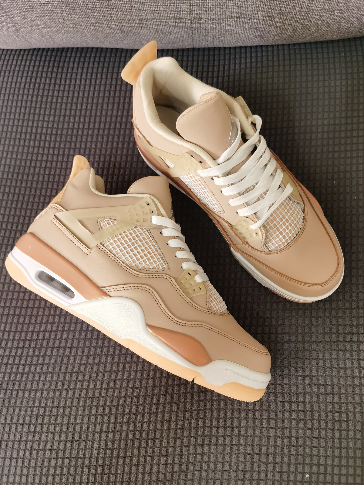 Retro Basketball Shoes, Tan Colorway, Lace Up Design, Casual Gift for Shoe Lovers