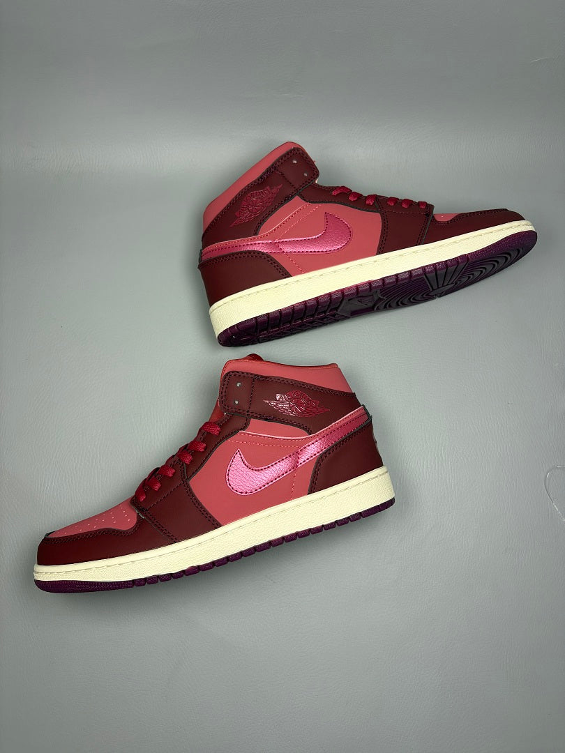 High Top Sneakers, Red Colorway, Lace Up Design, Casual Gift for Sneaker Fans